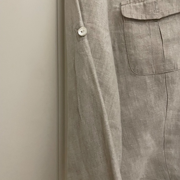 Linen Jones New York Signature Top Women’s Size M Button Down Peplum Classic - Picture 5 of 12